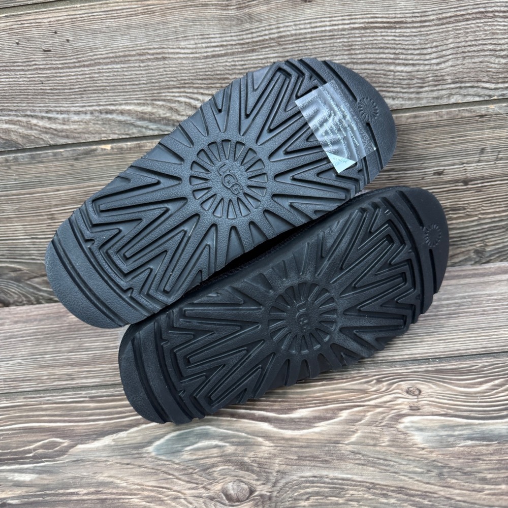 UGG Womens Size 6 Greenport Slide Slippers Black Suede Sheepskin NEW - Picture 6 of 7